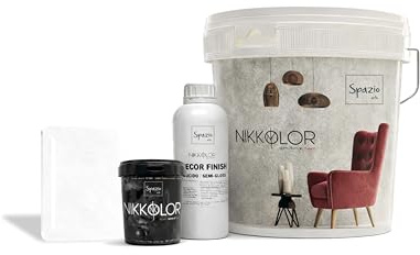 Nikkolor Kit Microcemento 8 m² per Pavimenti e Pareti – Copre Piastrelle e Fughe Senza Demolire – Effetto Cemento Continuo – Spessore 2-3 mm – Finitura Semi-Lucida – 17 Bianco Naturale
