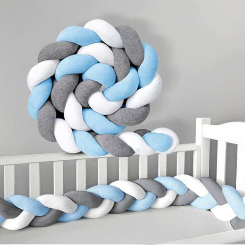AZMAHT Trenza Almohada De Serpiente De Nudo Cojin Infantil Alfombra Anticolisión para Cama Cojín Protección contra Caídas para Anticolisión Trenza Cuna Bebe Adecuado,B10,200CM