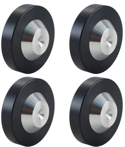Ludom 4-pack högtalardubbar (39 mm x 13 mm) – stötdämpande baskuddar av POM och rostfritt stål, golvskydd för högtalare