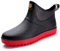 AONEGOLD Stivali di Gomma Uomo Donna all'aperto Giardinaggio Scarpe Antiscivolo Scarpe da Pioggia Stivali Caldi Impermeabili (Nero Rosso,Taglia 44)