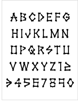 DEM BONES Alphabet Stencil 1 Inch ABCs Skeleton Halloween Font Letters Uppercase Sheet S560