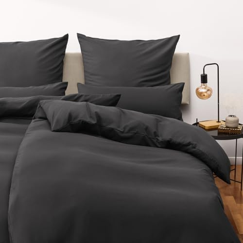Blumtal Mikrofiber sängkläder set, filt 155 x 200 & kudde 50 x 80 – supermjukt påslakan set, antracit