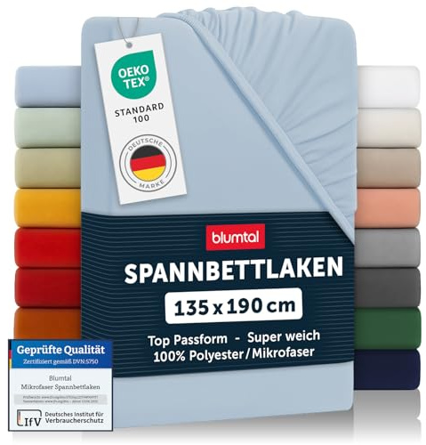 Blumtal Basics set med 2 påslakan 135 x 190 x 30 cm - påslakan 135 x 190 högkvalitativ mikrofiber - mjuk, slitstark, anti-veck - Oeko-Tex certifierad - ljusblå
