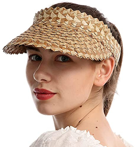 ehsbuy Sombreros para Mujer con Visera de Paja Plegable, Protección UV, Capucha Enrollable, Gorro de Sol para Damas, Gorra Sin Cierre para Coleta, UPF 50+