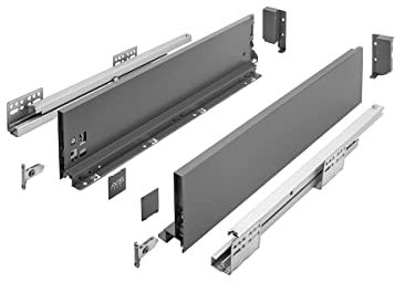 MS Beschläge Schubladensystem Schubkastensystem Soft Close Funktion Küchenschublade 40 kg Traglast Schubladen-Set Anthrazit Schubladenauszug Vollauszug (Länge: 500mm, Höhe: 120mm)