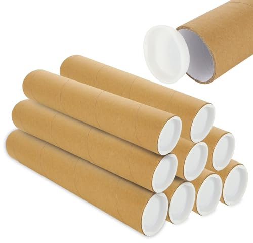WOPPLXY Versandrollen mit Kappen, 5,1 x 30,5 cm, Pappkarton-Posterröhre zum Verpacken von Postern, Versandrolle für Versand und Aufbewahrung, Karten, Blueprint, Poster, DIY-Projekte
