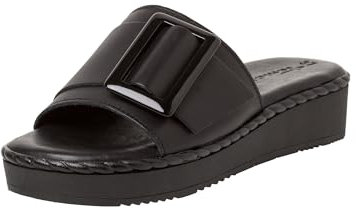 Tamaris Damen Plateau Mules Leder Keilabsatz Sommer; BLACK LEATHER/schwarz; 39 EU