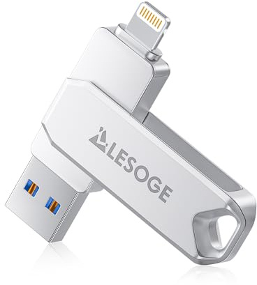 LESOGE Cle usb iPhone 256 Go Apple Certifié MFI, 3 en 1 Clé Flash Drive Photo Stick 3.0 Stockage Externe Lightning pour iPhone, iPad, Mac, Android, Type-C, PC(Gris)