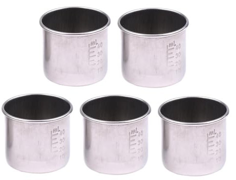 MAGICLULU 5 Pz Misurino Liquido Misurino Per Bilancia Tazza Di Raccolta Del Campione Bicchieri Volumetrici Graduati in Metallo Tazze Di Misurazione Silver Acciaio Inossidabile
