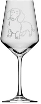 eXODA bicchiere da vino con incisione per fan dei bassotti resistente alla lavastoviglie fatto a mano e con responsabilità sociale.