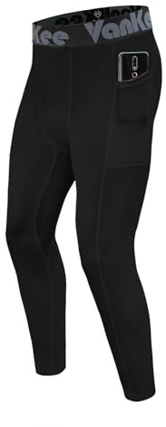 VanKee Pantalon Compression Hommes avec Poches Sport Running Leggings Séchage Rapide Transpiration baser Layer Leggings Basketball Football Yoga Gym