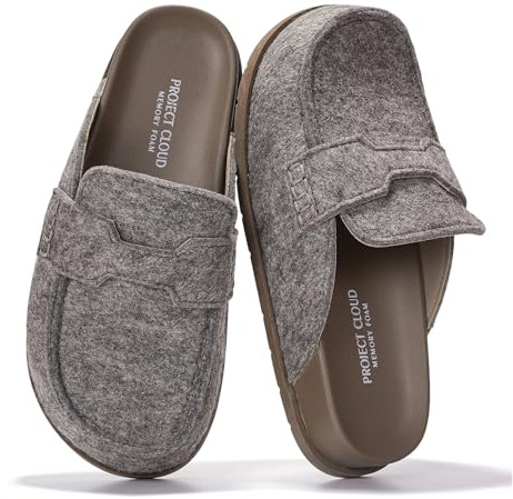Project Cloud 100% Genuine Leather Womens Clogs - Plush & Soft Insole with Arch Support Non Slip Mules & Clogs for Women Footwear - Water Resistant Women Shoes (Foamy, TAUPWOOL,9)