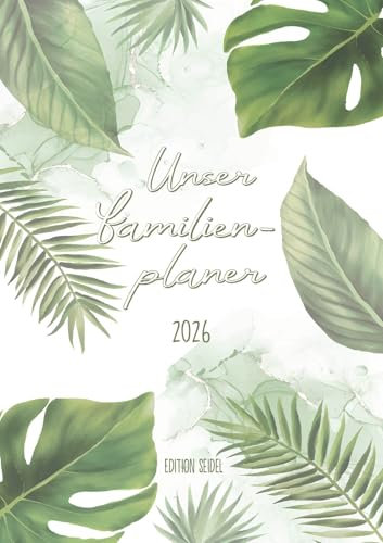Edition Seidel Planificador familiar premium Follaje XL 2026, calendario familiar, calendario familiar, calendario de pared, DIN A3, 5 columnas