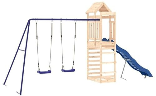Torre da gioco in legno massello di pino per giardino – Giocattolo all'aperto durevole per bambini con scivolo e parete da arrampicata – perfetto per famiglie e asili