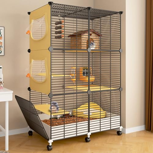 Cage multi-niveaux pour petits animaux domestiques d'intérieur – Habitat spacieux pour rats, furets, chinchillas, cochons d'Inde et hamsters