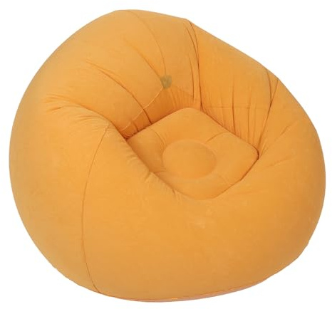 DOITOOL Fauteuil Poire Gonflable Floqué Orange pour Camping et Jardin, Pouf Portable Léger Valve Rapide, Résistant aux Intempéries, Canapé Extérieur Confortable et Compact