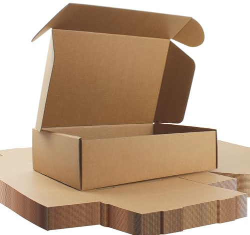 30 x 20 x 8 cm Kraft Wellpapp Postlådor med Insticklock – Återvinningsbar Kartong – Naturligt Brun Inuti/Utanpå – För Set, Kosmetik, Förvaring – 20 Pack
