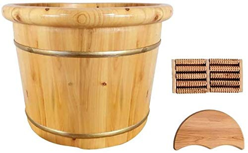 Sauna Barrel, Pure Wood Bathtub Bucket，Handmade ，Sauna Accessories for Footbath Tubs，Foot Relaxing Bath Barrel(B)