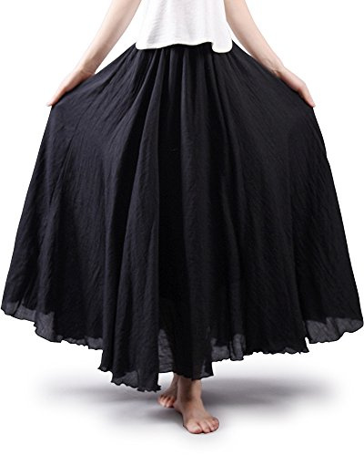 Phorecys Women's Cotton Long Flowy Rave Renaissance Maxi Skirt | Bohemian Style,Elastic Waist,A Line,Breathable,Perfect for Summer,Beach,Ren Faire,Casual,Vacation