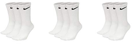 Nike 9 Paar Socken Herren Damen Weiß Grau Schwarz Tennissocken Sportsocken Sparset SX7664 Größe 34 36 38 40 42 44 46 48 50, Sockengröße:34-38, Farbe:weiß/weiß/weiß