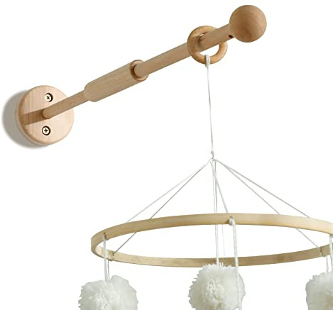 Promise Babe Mobilhållare Trä för Väggmontering, Baby Room Barnrum DIY Mobil Hållare Ram Stång Naturträ Väggdekoration för upphängning Mobil Musikdosa Windpsiel Vägg Design Hållare