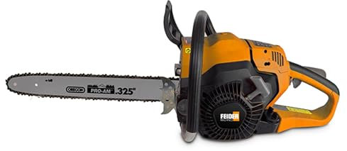FEIDER Tronçonneuse thermique 49 cm³ 45.7 cm - Guide et chaîne Oregon, Moteur 4 temps, Système anti-vibration et anti-fouet, Démarrage Easy Start FTRT494T