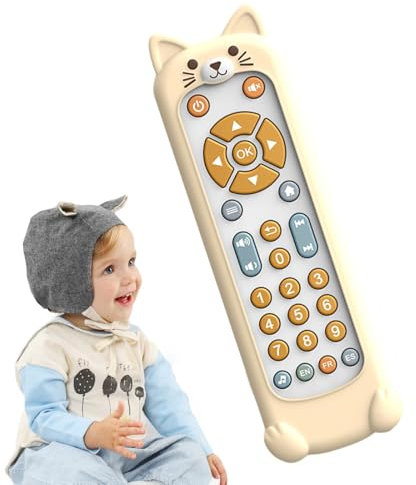 Mando a distancia realista para niños, control remoto de juguete de silicona, juguetes musicales de aprendizaje en forma de animal lindo, 3 idiomas (inglés, español y francés) juguetes de aprendizaje