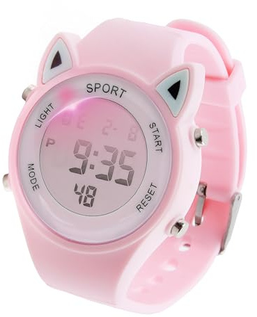 Joynine Montre Enfant Fille Digitale 30M Étanche Numérique Sport Ado Dessin Animé 3D LED Rétro Éclairage Avec Oreilles de Chat pour Filles de 3 à 12 Ans