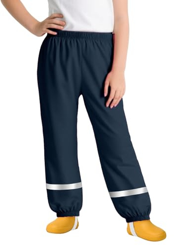 FILOWA Impermeable Pantalon Niños Pantalones de Lluvia Ligeros Transpirables Pantalón de Agua con Tiras Reflectantes sin Forro Peto de Lluvia Exterior Ciclismo Escuela para Infantil 7-8 años, Azul
