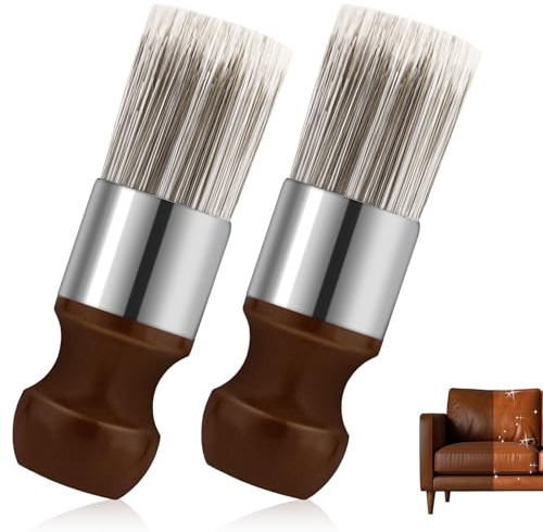 2 pezzi di pennello per mobili con comodo manico in legno, pennello per cera, setole, applicatore di balsamo in crema, strumenti per la pulizia della casa, divani in pelle, scarpe, marrone