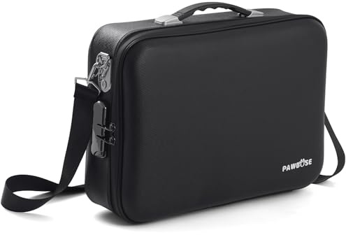 PAWBOSE Caja rígida ignífuga para Documentos con Cerradura de combinación, Resistente al Agua, para Documentos Importantes, certificados, portátiles, pasaportes (Negro, 41 x 30 x 13 cm)