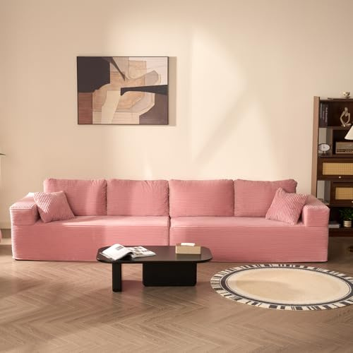 Litbird Canapé d'angle en Forme de L avec Fonction Couchage - Canapé modulable avec méridienne Droite - Assise Extra Profonde - Canapé-lit pour Salon,Rose