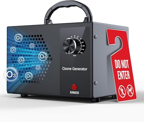 Generatore di Ozono 40000 mg/h, Purificatore d'Aria Deodorante Professionale Fino a 300㎡, Macchina Ozono Alta Capacità O3 con Timer 120 Min, Ozonizzatore per Casa Ambienti, Auto, Uffici, Hotel