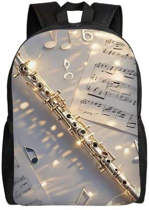 MXZERFKGLA Zaino da viaggio per donne e uomini, leggero, 17 pollici, borsa per computer portatile, flauto, zaino musicale casual, Flauto Musica, Taglia unica