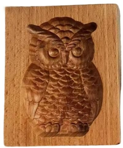 Moldes de madera para galletas, molde de sellos para galletas con estampado de búho 3D para Navidad, Acción de Gracias, cocina, herramientas para hornear DIY, sello de prensa