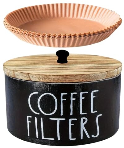 Kaffefilter Hållare Och Förvarare Trädekoration för Café med Lock