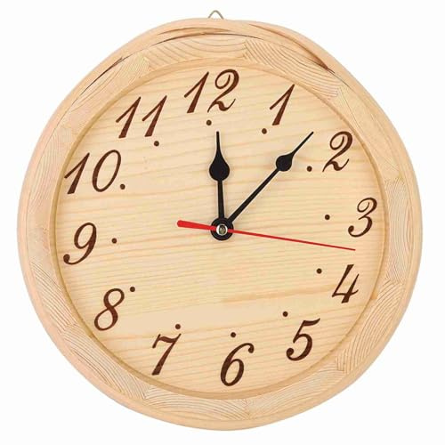 Baxnore Orologio da Sauna in Legno Numeri Grandi Lettura Chiara Design Elegante in Legno Naturale Stile Moderno e Semplice Orologio da Parete Decorativo per Sauna Soggiorno Palestr