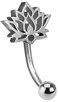 viva-adorno mini navel banan lotus – Christina Piercing i 316L kirurgiskt stål – guld/silver – 1,6 mm x 10 mm – lotus blomma intimpiercing Z603