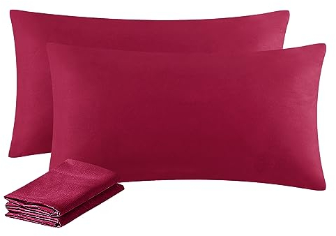 Aisbo Kissenbezug 40 x 80 2er Set - Kopfkissenbezug 40x80 Rot mit Reißverschluss aus Mikrofaser, ÖKO-TEX Kissenhülle 40x80cm, Weich und Bügelfrei