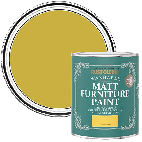 Rust-Oleum Peinture Jaune Mate & Lessivable pour Meubles, Finition Mate - Sorbet Citron 750ml