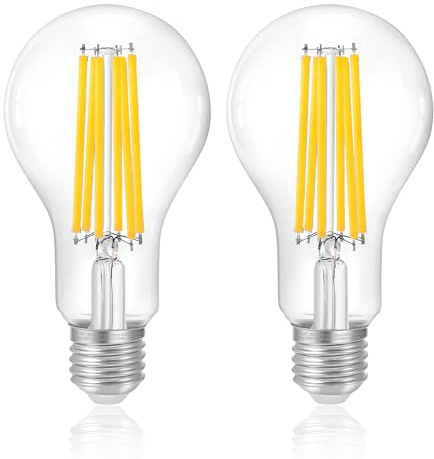 FLSNT Ampoule LED Edison E27, A70 LED à Filament Lampe 3000LM Super Brillant, 18W(équivalent 200W), Blanc Chaud 3000K, Non-Dimmable, Verre transparent, Lot de 2