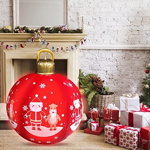 60cm Groß LED Weihnachtskugel Deko, Aufblasbar Kugeln Weihnachtsdeko Weihnachten Ball, Wasserdicht Weihnachtskugeln Ornamente mit Fernbedienung für Hochzeit Party Deko (A)