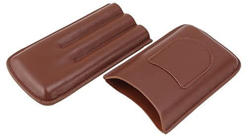 Zerodis Étui à Cigares en Cuir de Voyage Portable, Cave à Cigares de capacité 3 Pièces, Porte-étui à Cigares à Coutures Fines pour de Garçons d'honneur,