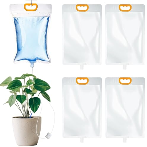 5 Sacchetti per Irrigazione a Goccia da 3,5 L, Sistema di Irrigazione Automatico per Piante con Flusso Regolabile, Dispositivo Irrigatore Domestica per Interni ed Esterni