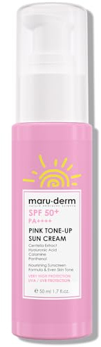 Maruderm Crème Solaire Éclaircissante SPF 50+ Rose Tone-Up – Protection UVA/UVB avec Filtres de Nouvelle Génération – Teint Lumineux & Naturel – Formule Légère – 50 ML