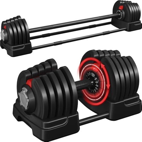 Yaheetech 2 in 1 Manubrio Palestra Regolabile in Peso 2-40 kg Set di Manubri Regolabili in 16 Livelli Manubri Multifunzione per Casa Ufficio Palestra Nero