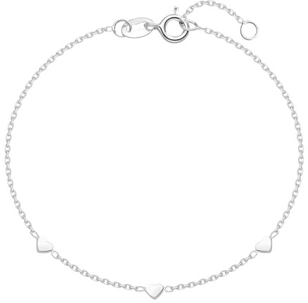 MATERIA Herz Armband 925 Silber - zarte Damen Armkette Sterlingsilber verlängerbar 16,5cm + 2cm SA-104-Silber