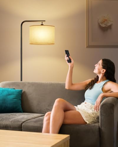 Toipwen Lampada da Terra - Dimmerabile con Telecomando e Interruttore a Pedale 11 Temperature di Colore, Lampadina LED da 8 W, Lampade da Terra Moderna per Soggiorno, Camera da Letto, Ufficio, Studio