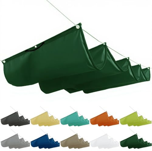 Voile d'ombrage à axe rétractable 1,5 x 4 m, protection solaire pour toit de terrasse, système d'ombrage sur rails pour pergola incl. cordes de montage pour toit, jardin, véranda, vert foncé