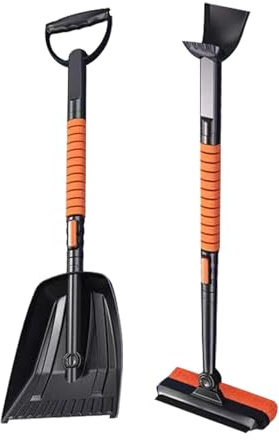 Rascador de hielo, raspador de parabrisas de coche, pala de nieve de polipropileno y metal con escobilla de goma, 656 g, herramienta portátil extensible de 360 grados para coches, SUV, parabrisas de